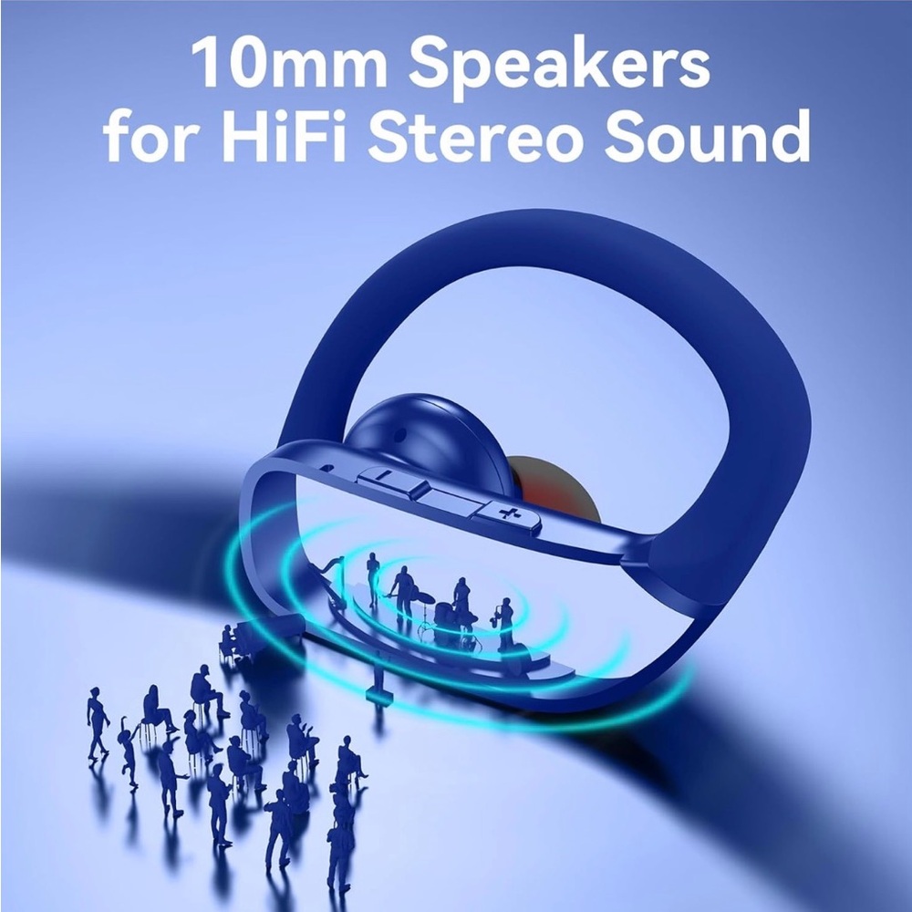 Wireless Earbuds Bluetooth w 80H Playtime LED Display Case, Over-Ear Hook w Mic - Picture 5 of 9